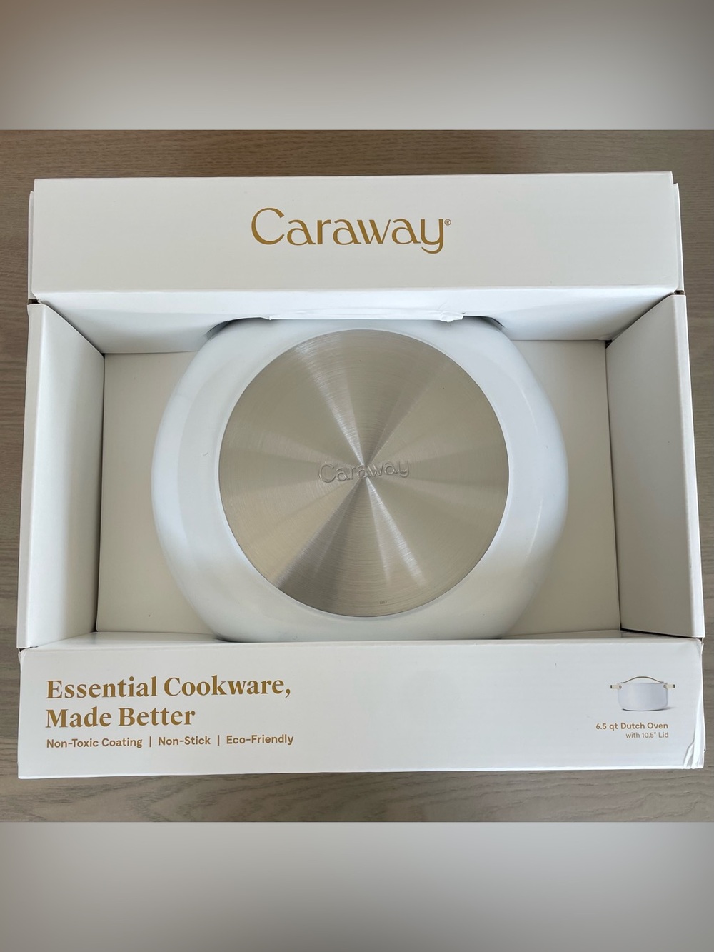 NIB Caraway 6.5-Quart White & gold Ltd edition Dutch Oven with 10.5” Lid $185 - Picture 2 of 4